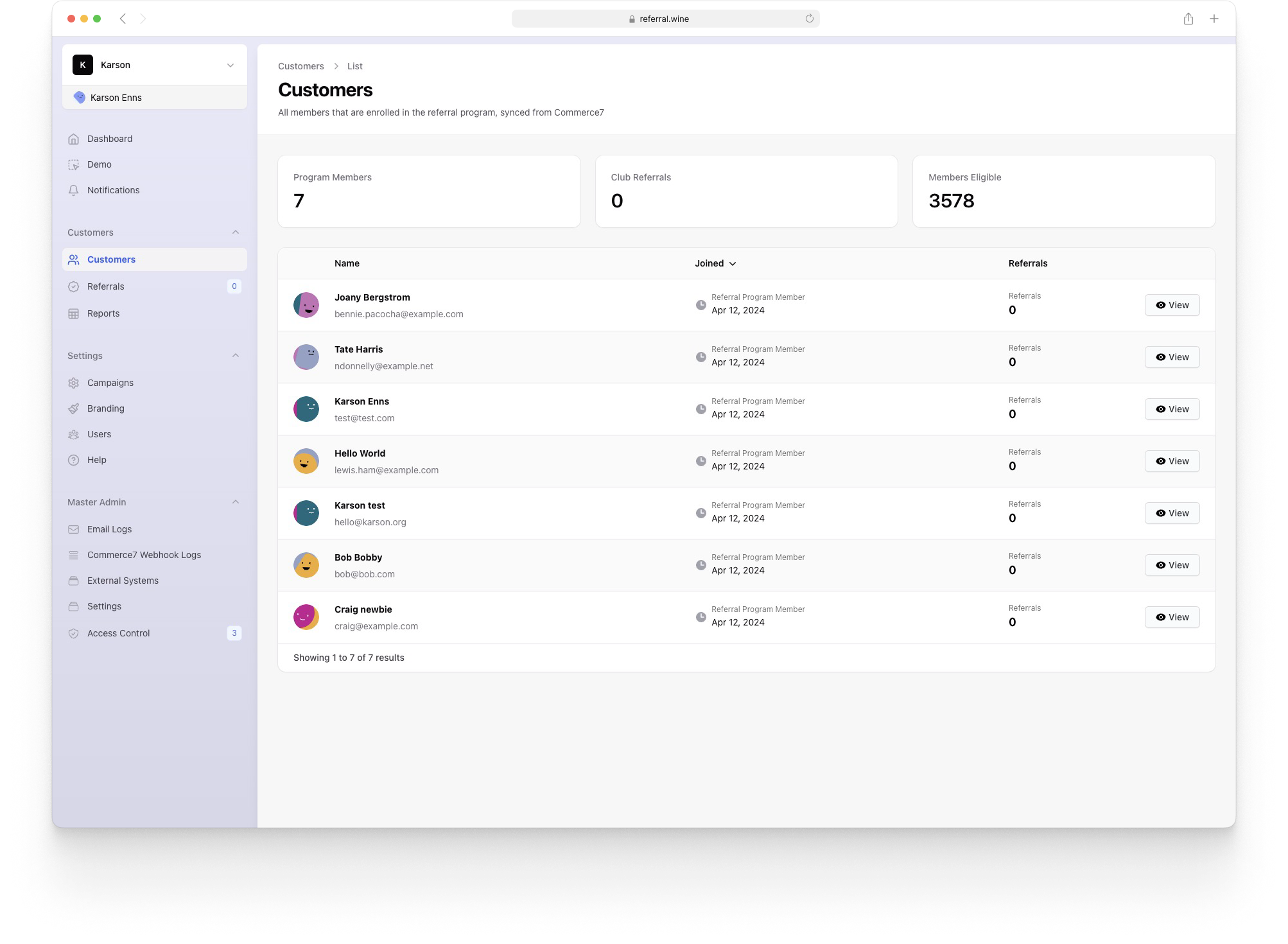 Awesome Club Referrals Demo